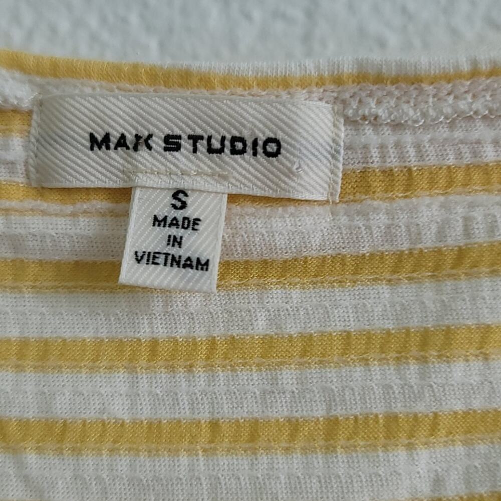 MAX STUDIO Tank Top Striped Sleeveless Loose Fit Flowy Size Small Yellow & White - Picture 3 of 6
